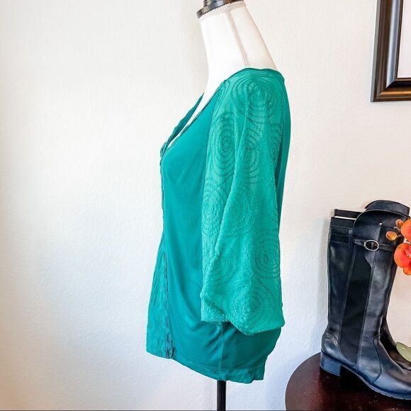 🍋 Language • Wide Sleeve Green Blouse - Picture 5 of 9